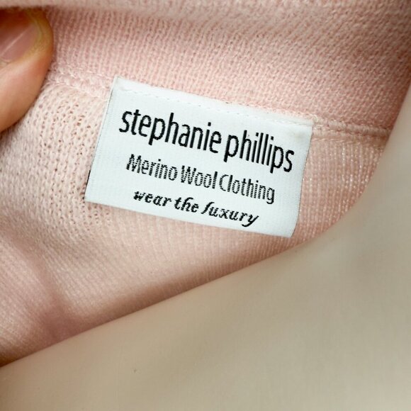 STEPHANIE PHILLIPS Lazy Luxury 100% Merino Wool Soft Pink Boxy Cardigan sz 8 - Picture 8 of 11